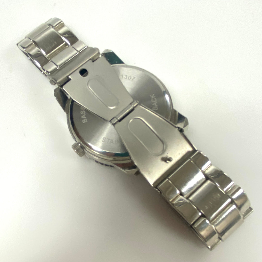 m842 Folio Men's Stainless Steel Quartz Fashion Watch Metallic Blue Sunray Dial