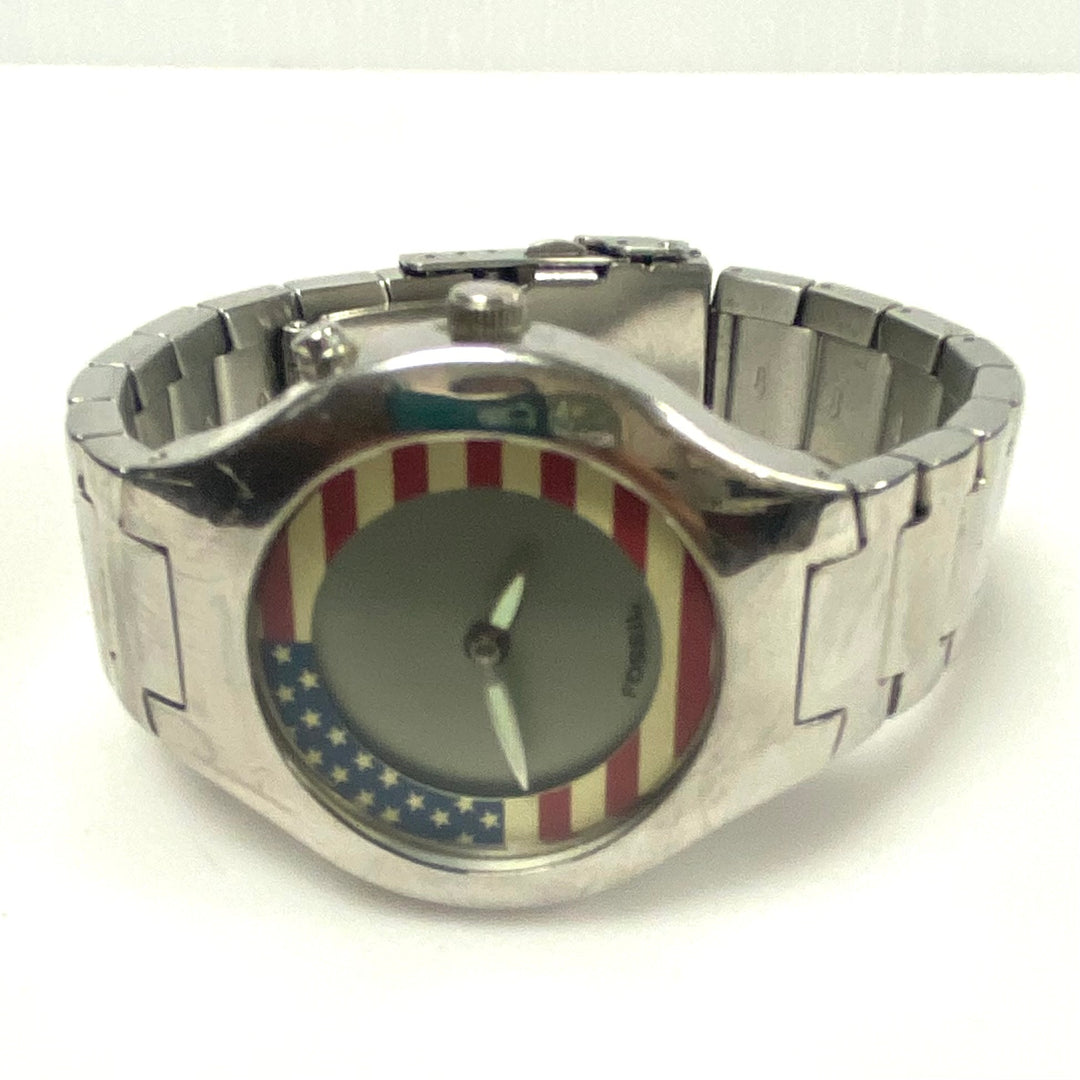m843 Vintage Fossil Big Tic American Flag Watch American Flag Model JR-8077