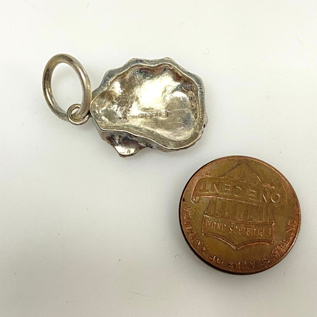 m844 Vintage Sterling Silver Gold Wash Nugget Pendant Charm
