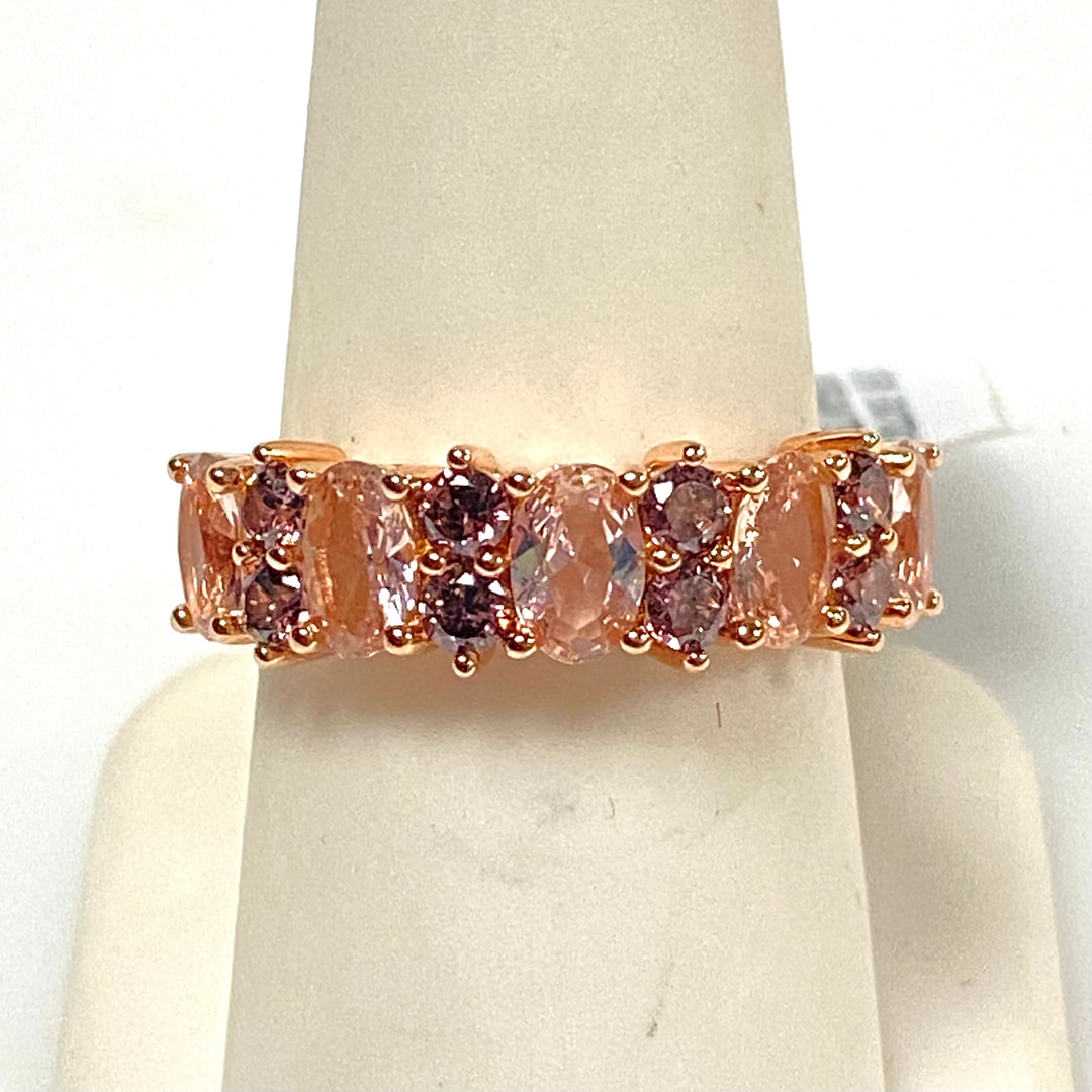 m847 Morganite Simulant Blush Cubic Zirconia Rose Gold Over Sterling Silver Ring Size 8