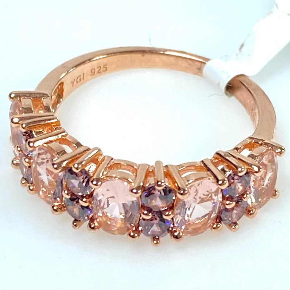 m847 Morganite Simulant Blush Cubic Zirconia Rose Gold Over Sterling Silver Ring Size 8