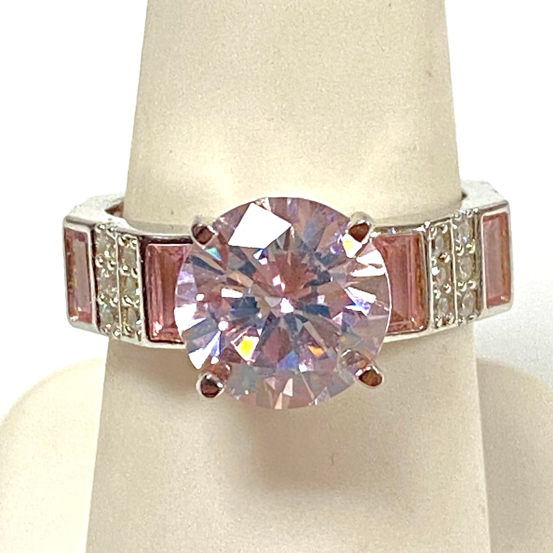 m848 Sterling Silver Fashion Ring Multi-stone Cubic Zirconia Design Ring Size 8