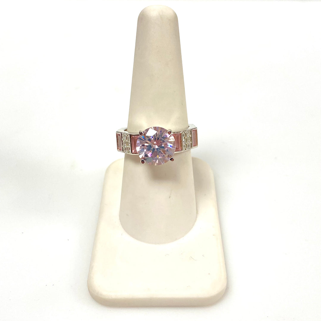 m848 Sterling Silver Fashion Ring Multi-stone Cubic Zirconia Design Ring Size 8