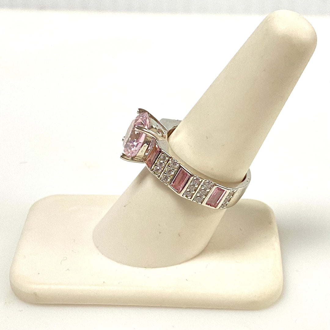 m848 Sterling Silver Fashion Ring Multi-stone Cubic Zirconia Design Ring Size 8