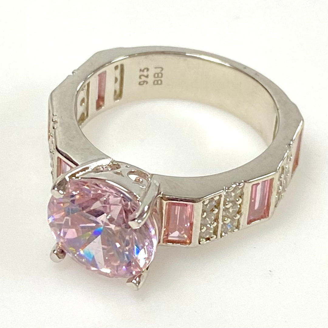 m848 Sterling Silver Fashion Ring Multi-stone Cubic Zirconia Design Ring Size 8