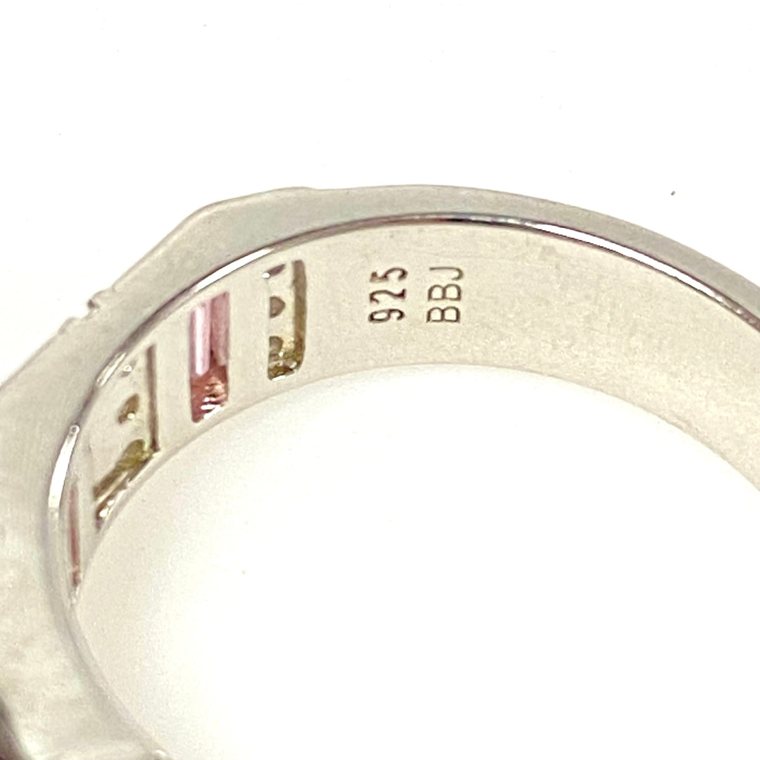 m848 Sterling Silver Fashion Ring Multi-stone Cubic Zirconia Design Ring Size 8
