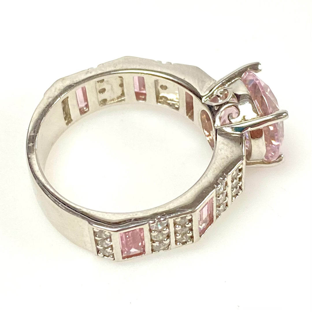 m848 Sterling Silver Fashion Ring Multi-stone Cubic Zirconia Design Ring Size 8