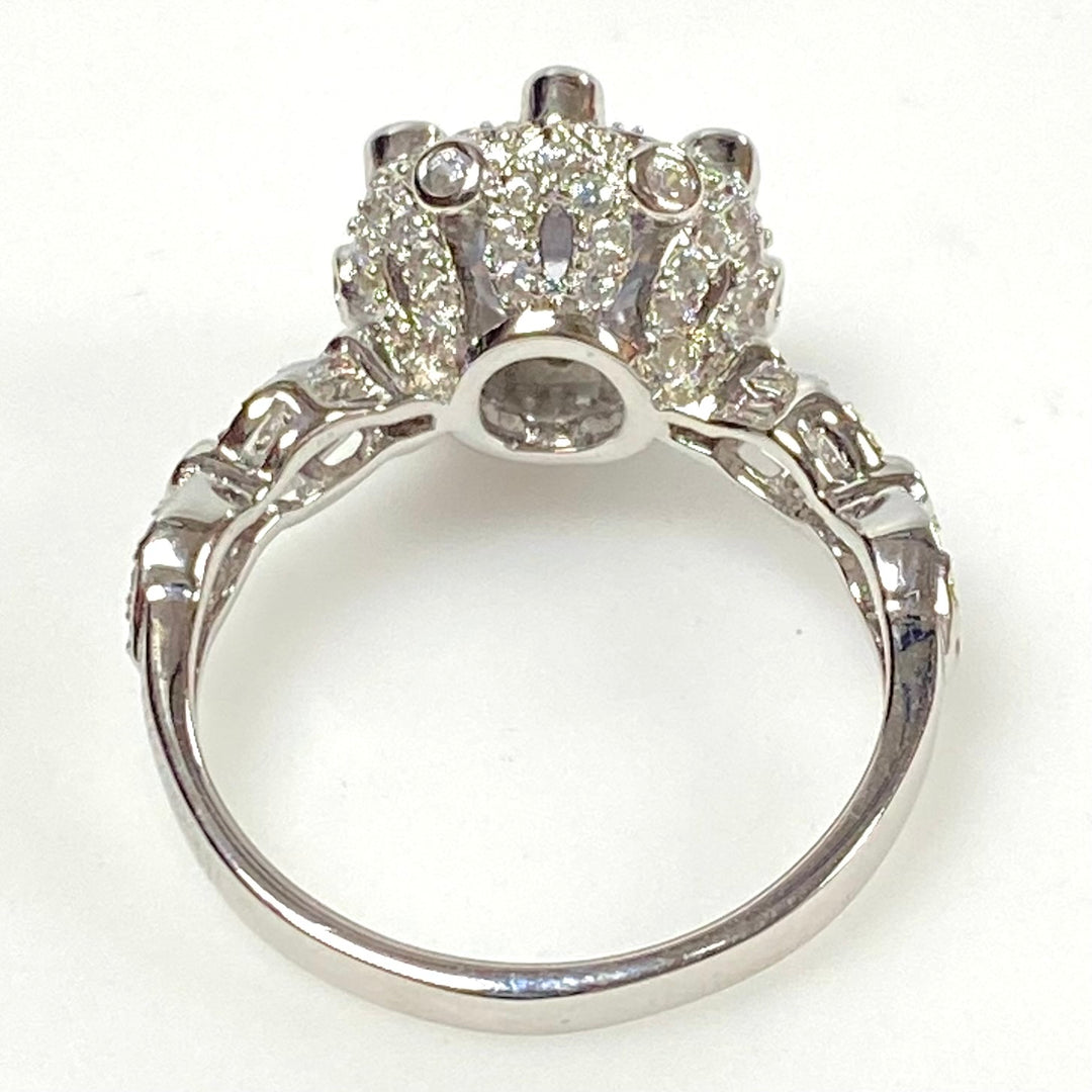 m849 Sterling Silver 925 Round Brilliant-cut Center Stone with Halo Border Sz 8