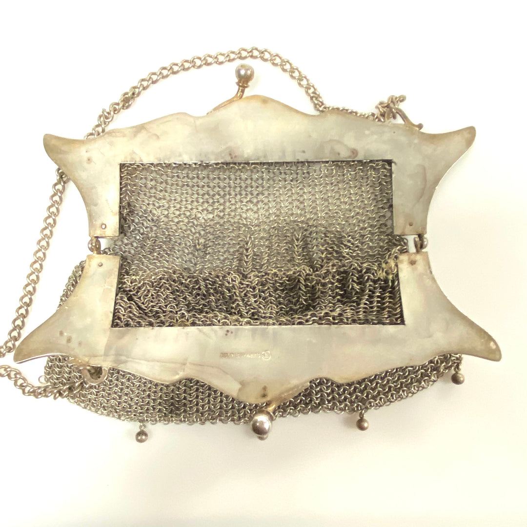 m855 Antique German Silver Mesh Purse Victorian & Edwardian Eras Circa 1890–1920
