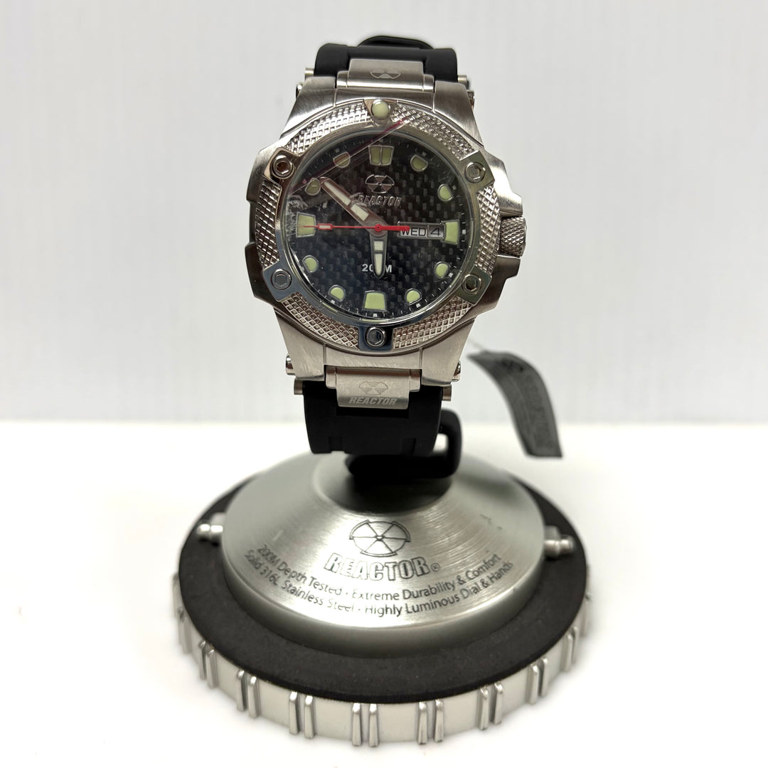 m856 Reactor Men's Meltdown Wrist Watch Style #72801 Black Carbon Fiber Pattern