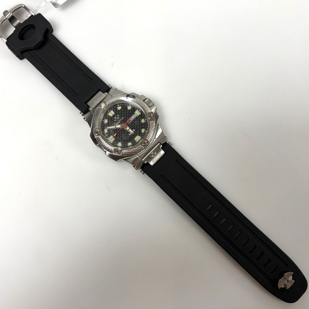 m856 Reactor Men's Meltdown Wrist Watch Style #72801 Black Carbon Fiber Pattern