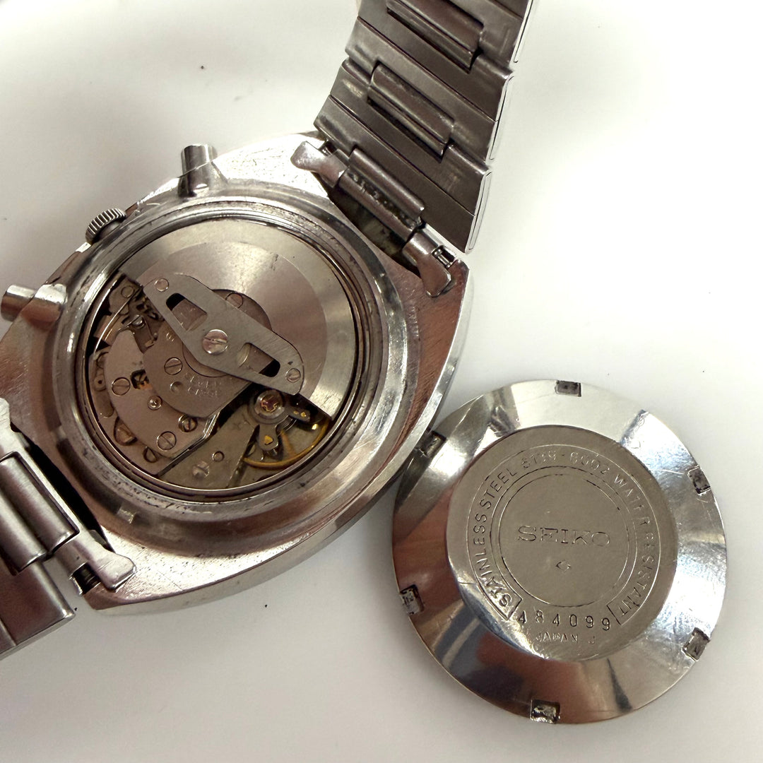 m858 Vintage Seiko 6139 Pogue Chronograph "Pepsi" Tachymeter Bezel Wrist Watch