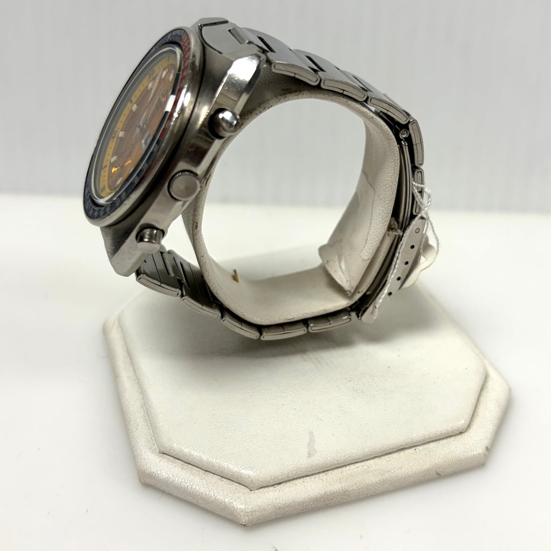 m858 Vintage Seiko 6139 Pogue Chronograph "Pepsi" Tachymeter Bezel Wrist Watch