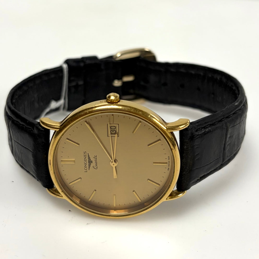 m860 Vintage Longines Quartz Dress Wrist Watch 156 Swiss 7231 Gold-plated Case