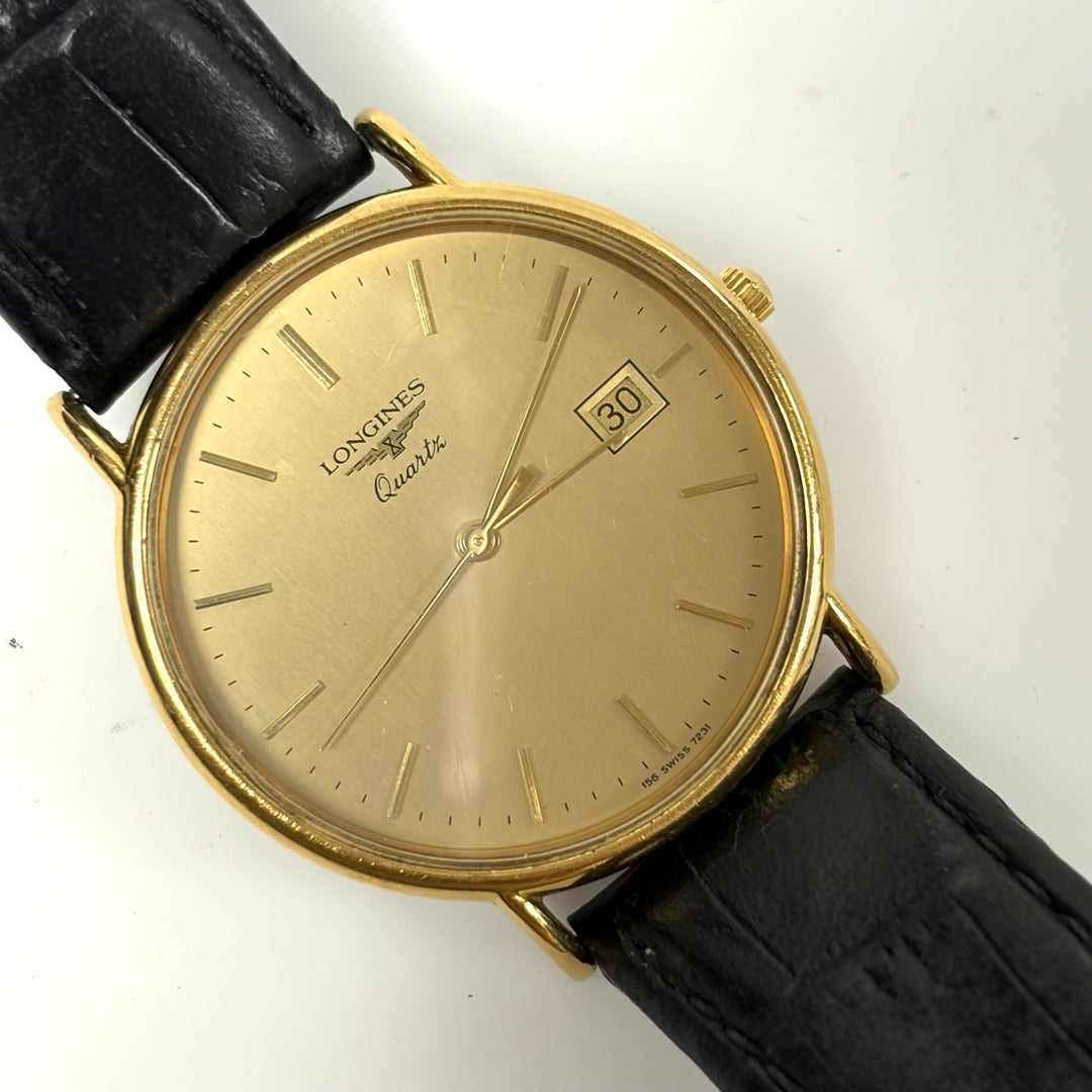 m860 Vintage Longines Quartz Dress Wrist Watch 156 Swiss 7231 Gold-plated Case