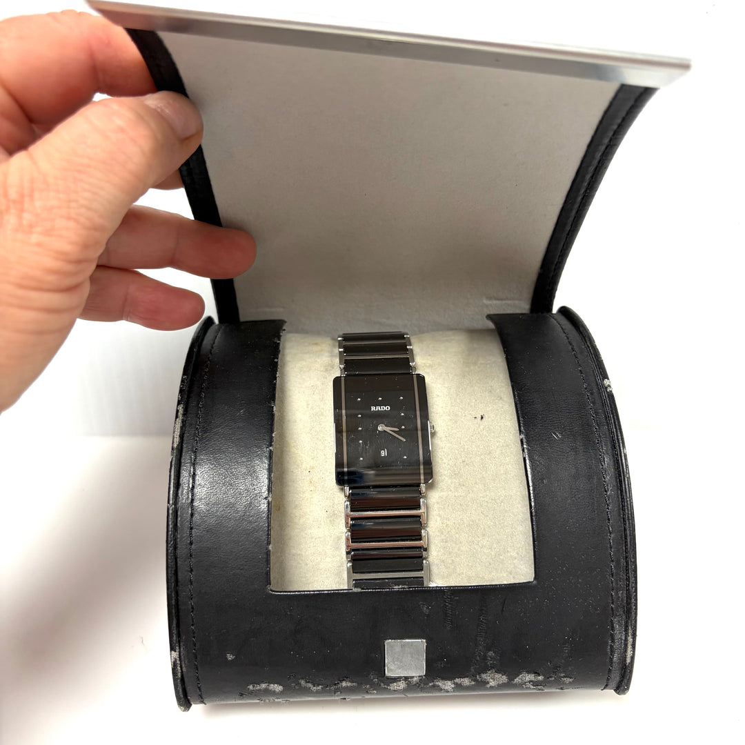 m862 Vintage Rado Integral Jubilé Luxury Black Mirror-finish Face Wrist Watch