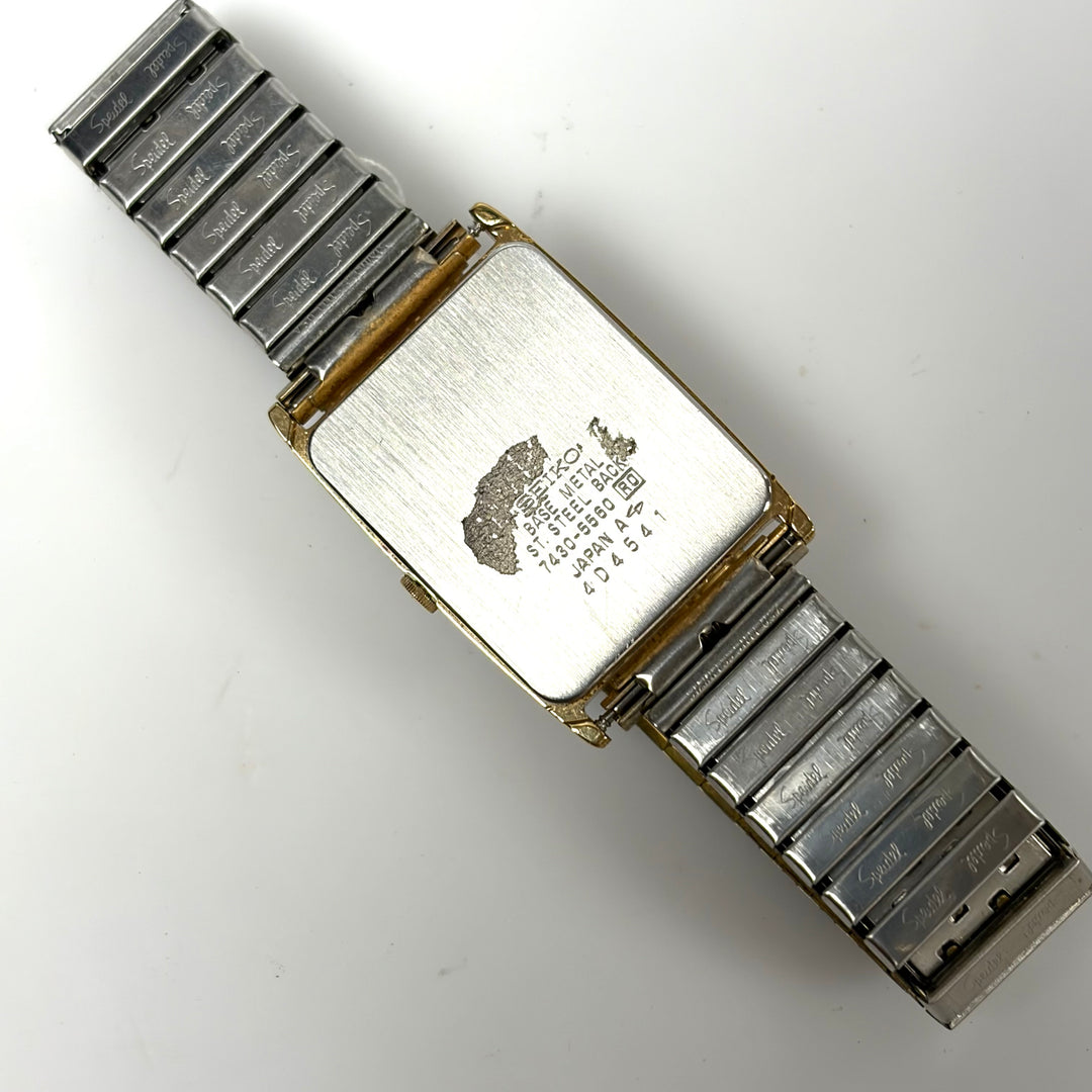 m865 Vintage Seiko Japan Quartz Movement "Tank" Style Rectangular Wrist Watch