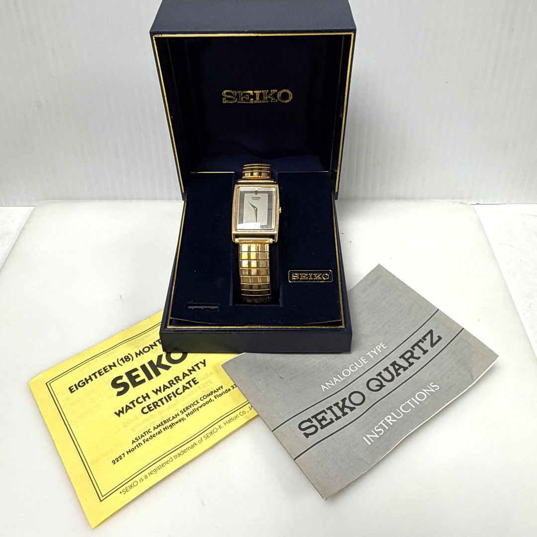 m865 Vintage Seiko Japan Quartz Movement "Tank" Style Rectangular Wrist Watch