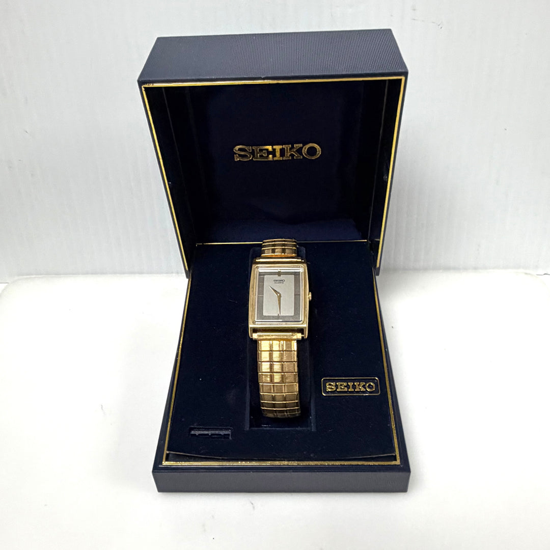 m865 Vintage Seiko Japan Quartz Movement "Tank" Style Rectangular Wrist Watch