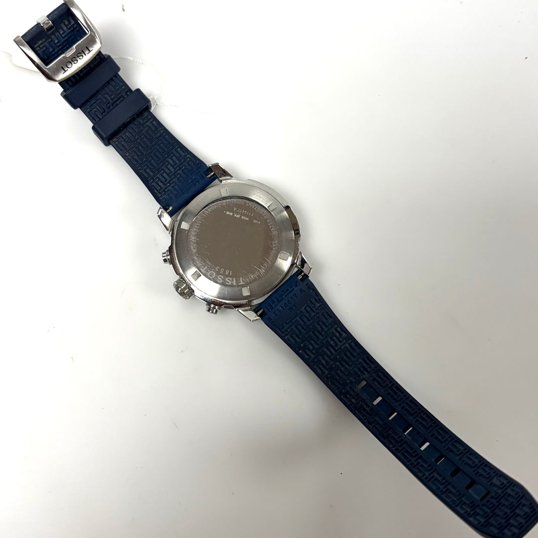 m867 Tissot PRC 200 Chronograph Vibrant Blue Dial Stainless Case Wrist Watch
