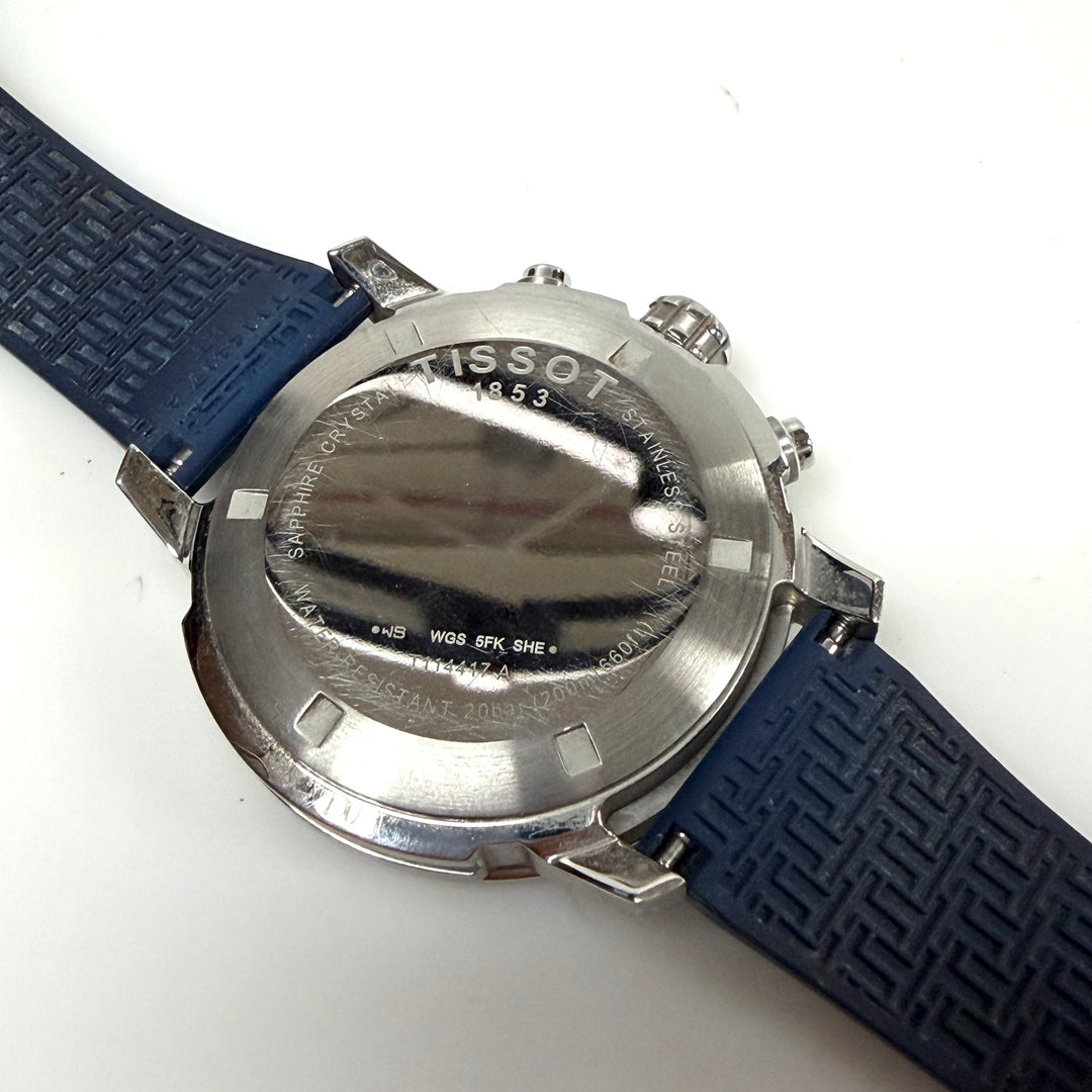 m867 Tissot PRC 200 Chronograph Vibrant Blue Dial Stainless Case Wrist Watch