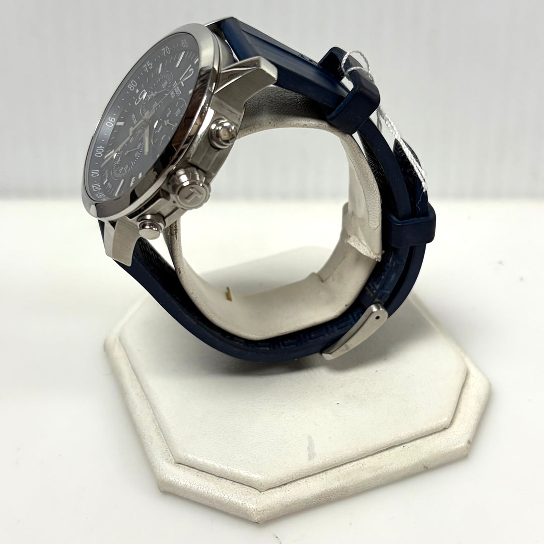 m867 Tissot PRC 200 Chronograph Vibrant Blue Dial Stainless Case Wrist Watch