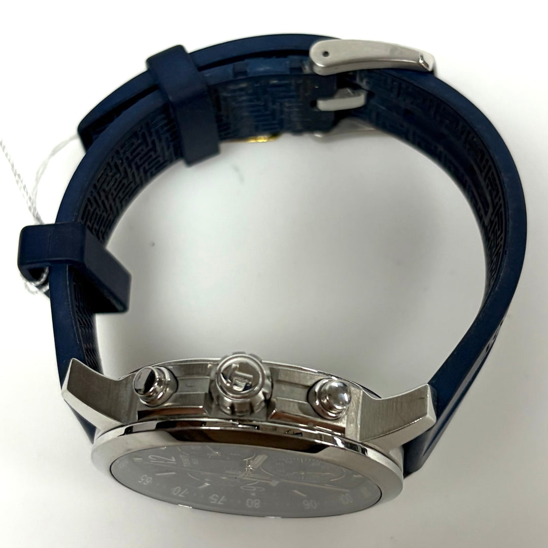 m867 Tissot PRC 200 Chronograph Vibrant Blue Dial Stainless Case Wrist Watch