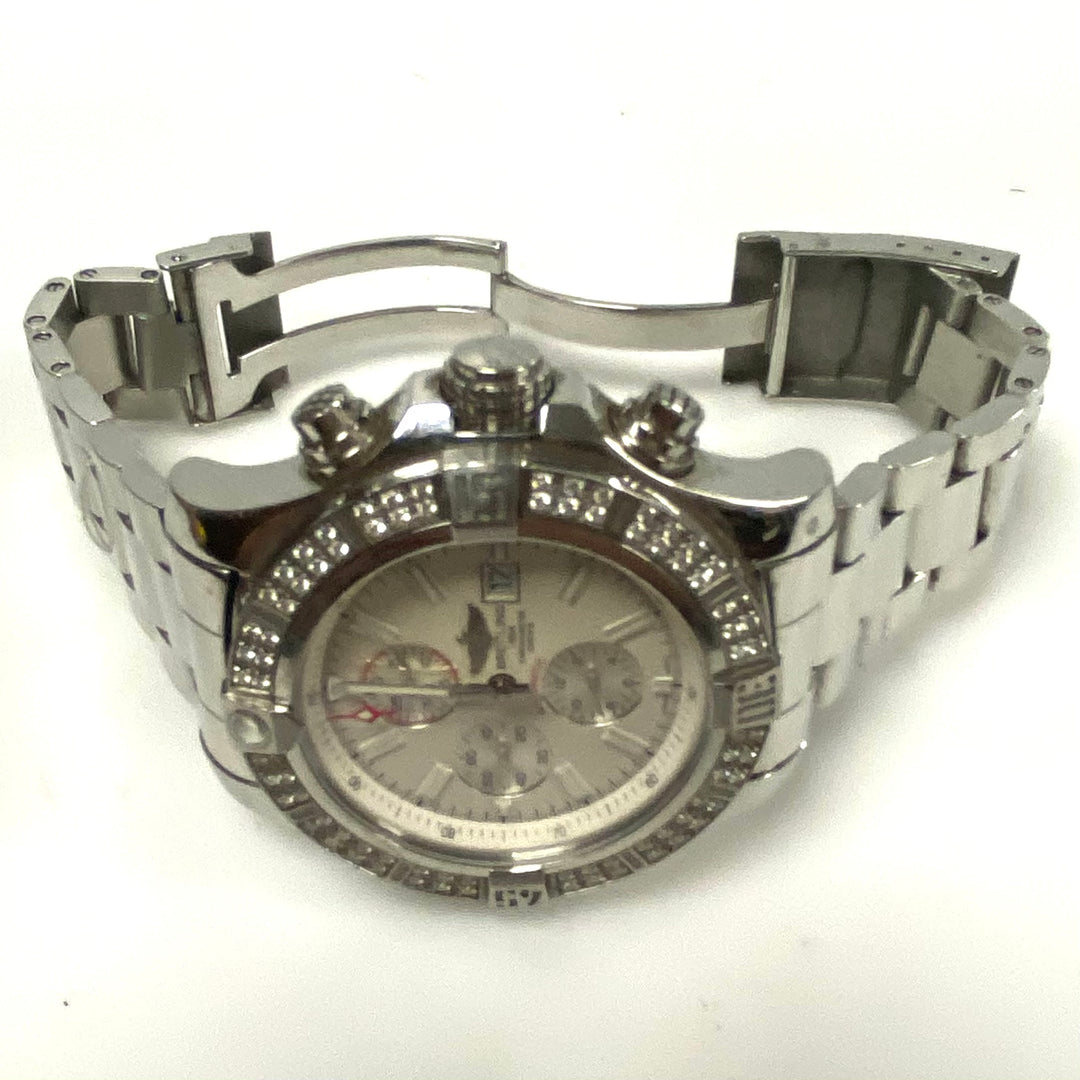 m873 Breitling Super Avenger II Model A13371 Chronograph Stainless Wrist Watch