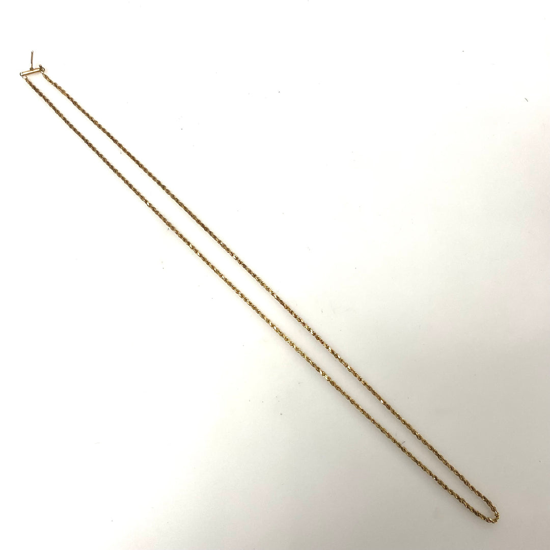 m878 Vintage 14kt Yellow Gold Rope Chain Box Clasp Necklace 24" Long