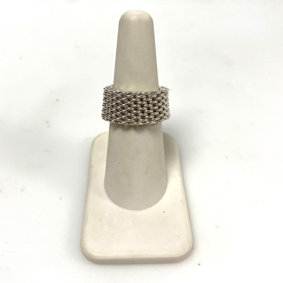 m882 Vintage Sterling Retired Tiffany & Co. Basket-weave Somerset Mesh Ring 6.5
