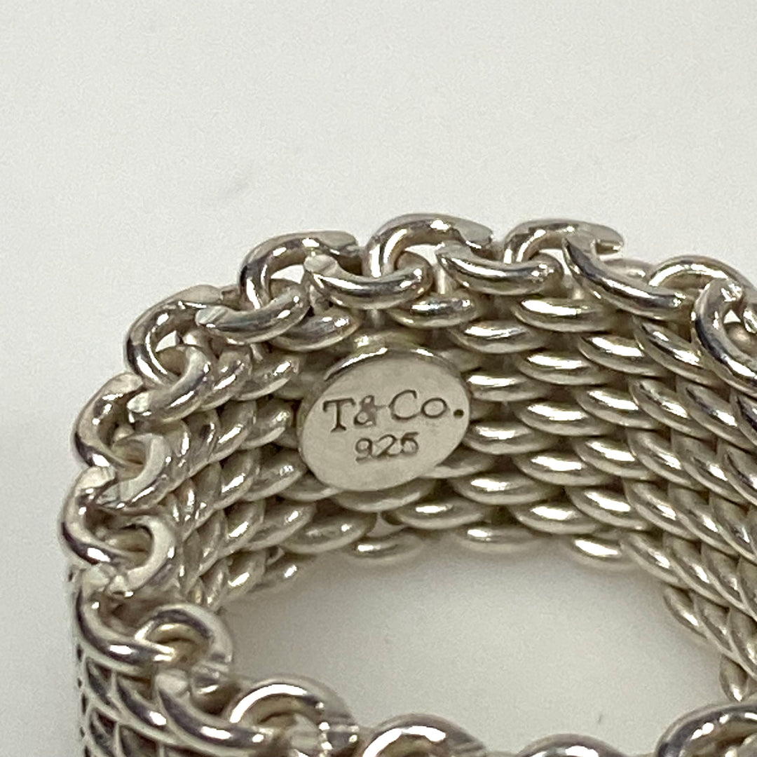 m882 Vintage Sterling Retired Tiffany & Co. Basket-weave Somerset Mesh Ring 6.5