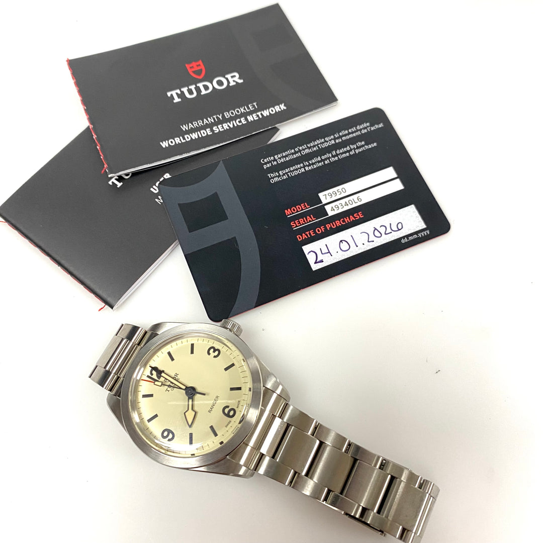 m883 Tudor Ranger 79950 "Dune White" Domed Dial 39mm Stainless Men's Wrist Watch