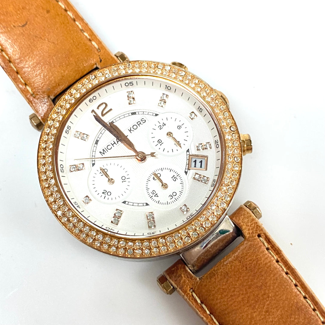 m886 Michael Kors Parker Chronograph Rose Gold Tone Wrist Watch Model MK5633