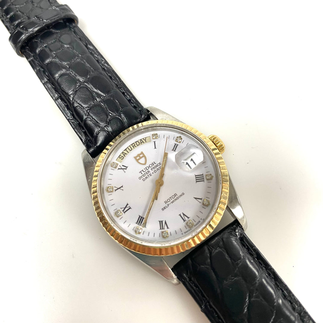 m888 Vintage Tudor Oyster Prince Date+Day Model 94613 Stainless Wrist Watch