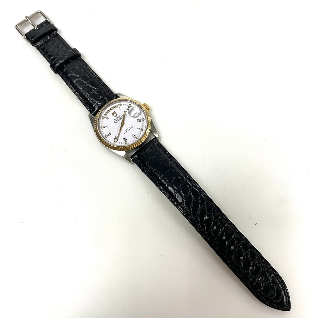 m888 Vintage Tudor Oyster Prince Date+Day Model 94613 Stainless Wrist Watch