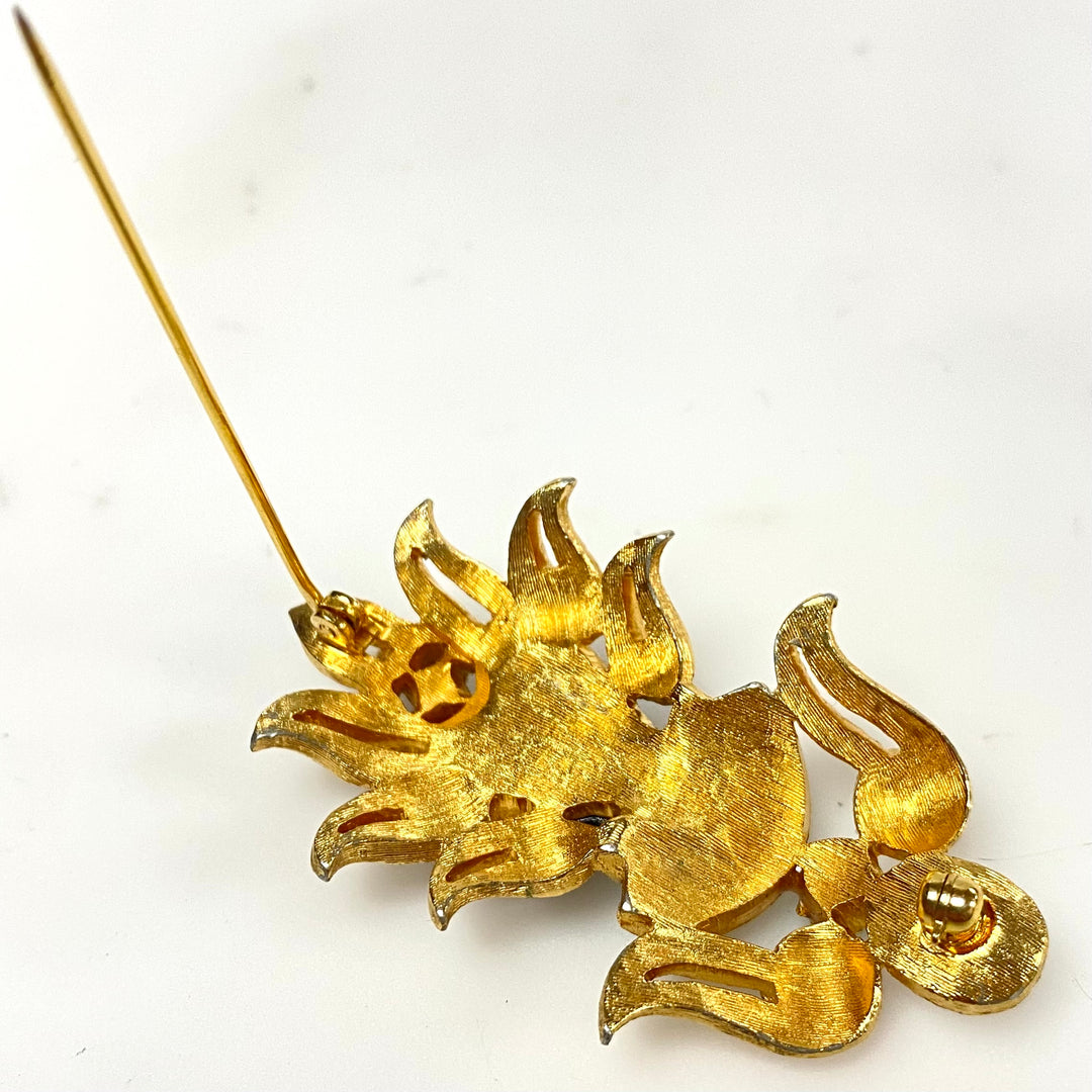 m889 Vintage Mid-century "Blackamoor" / "Moretto" Figural Brooch Gold Plated Pin