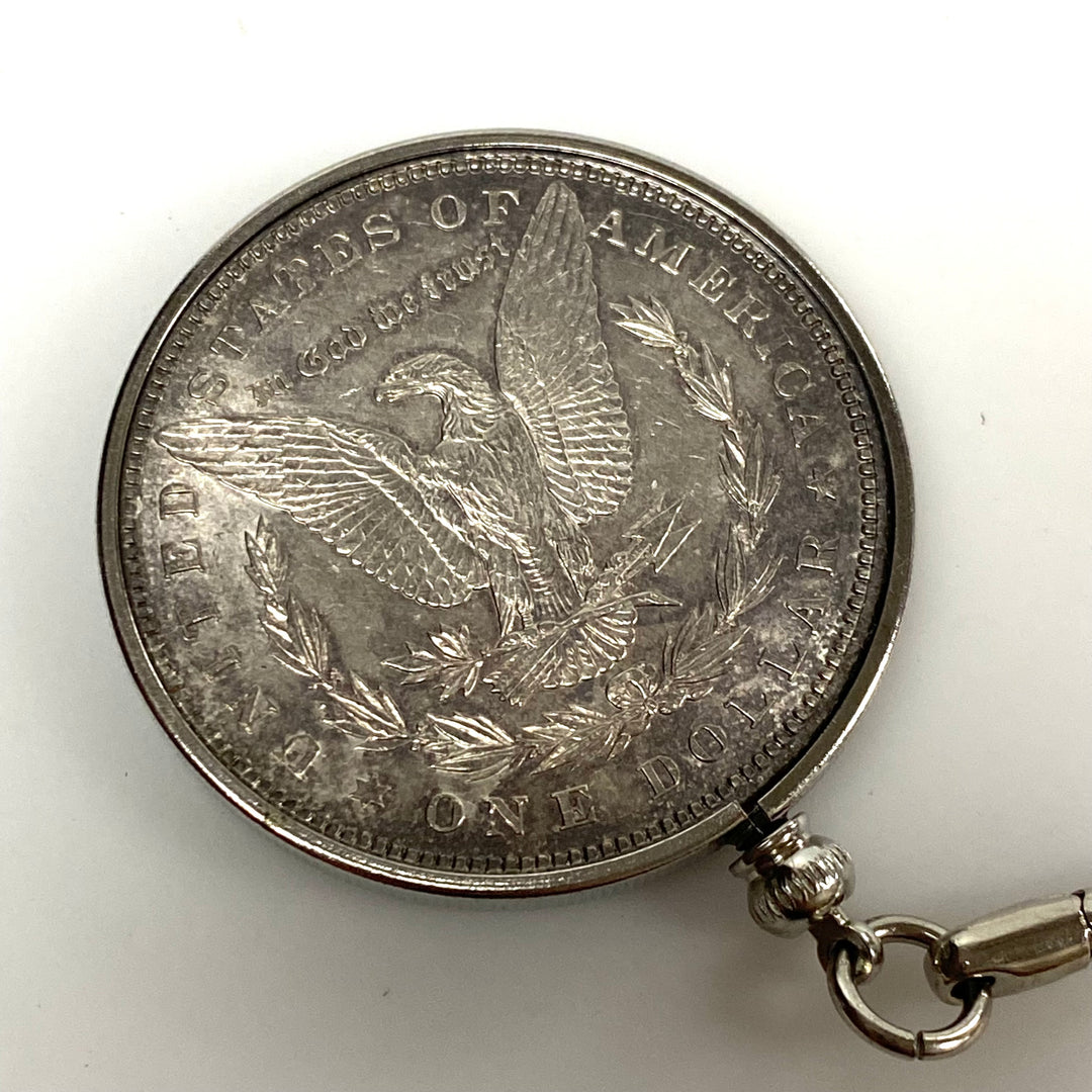 m900 Vintage 1896 Morgan Silver Dollar Metal Bezel Mount Snake-Style Keychain