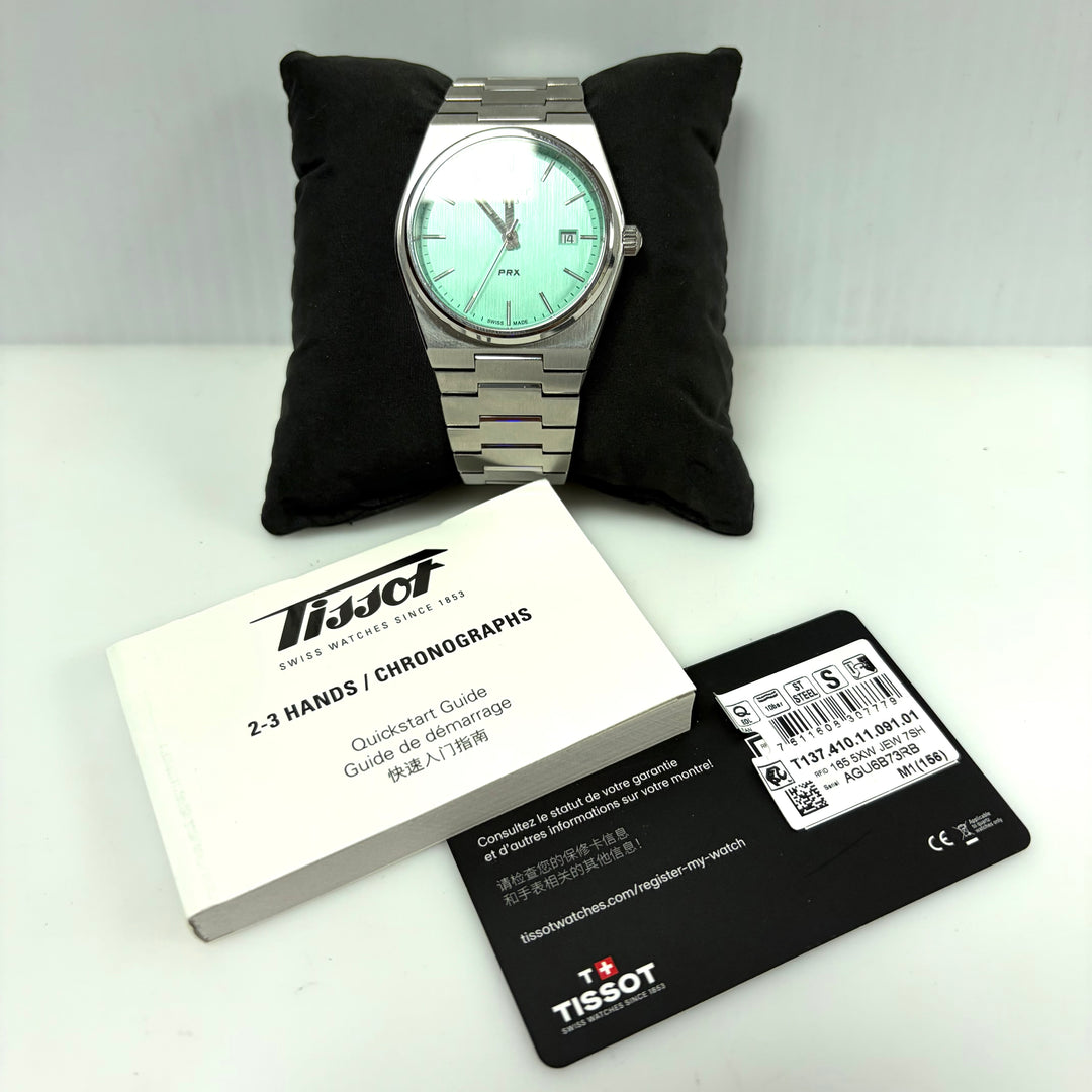 m903 Tissot PRX Swiss Quartz Mint Green Dial Stainless Steel Men's Wrist Watch