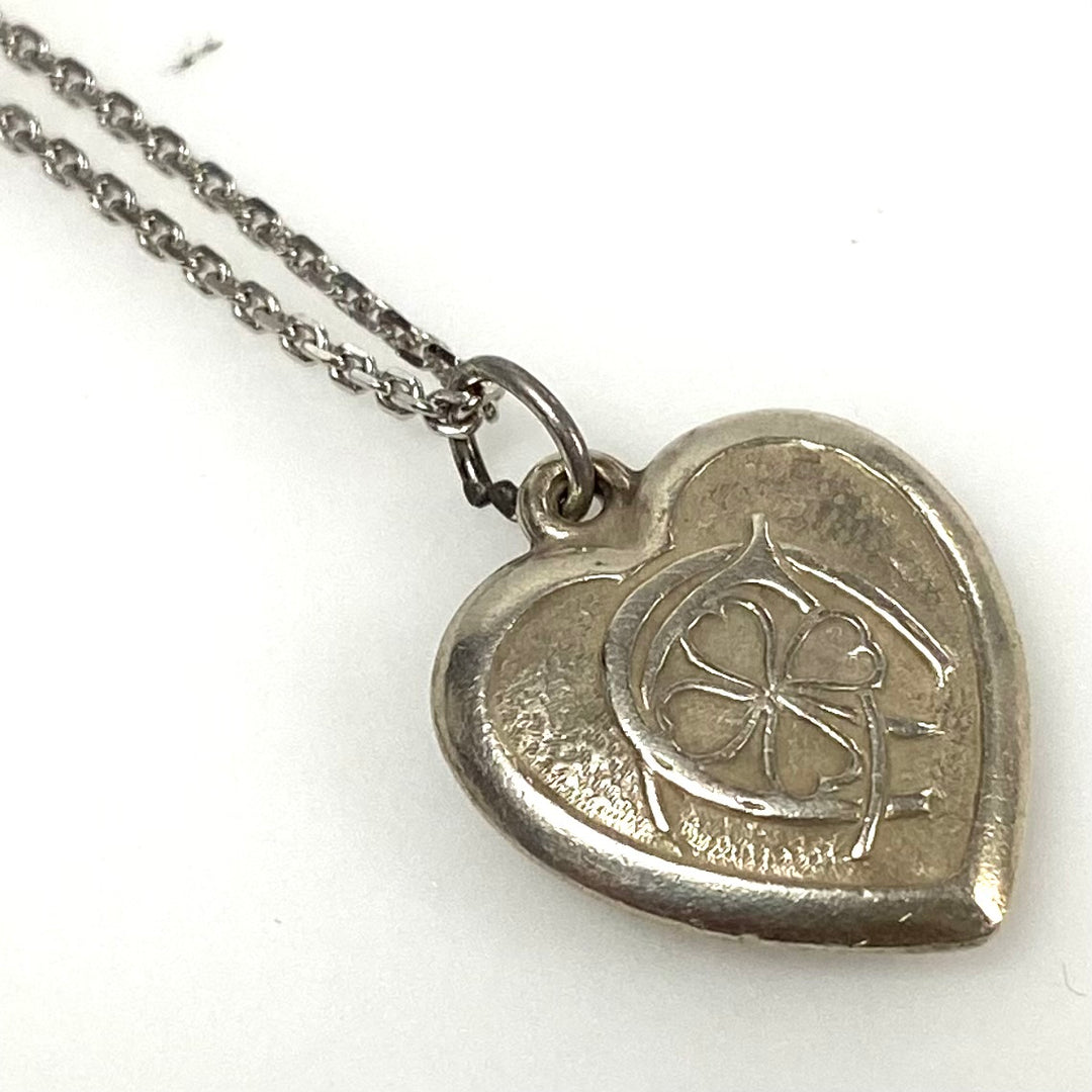 m906 Vintage "Sweetheart Jewelry" Puffy Heart Pendant Silver Chain Necklace 20"