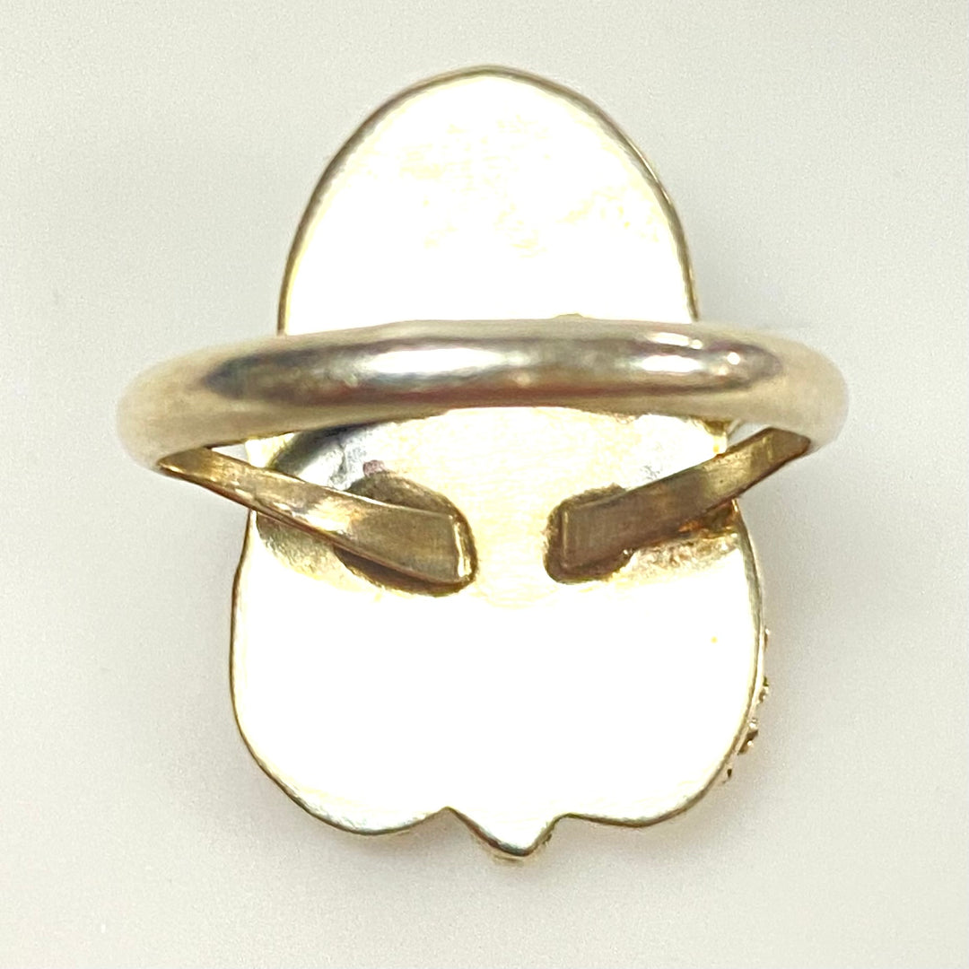 m916 Vintage Southwestern-style Statement Ring Vibrant Oval Malachite Cabochon 8