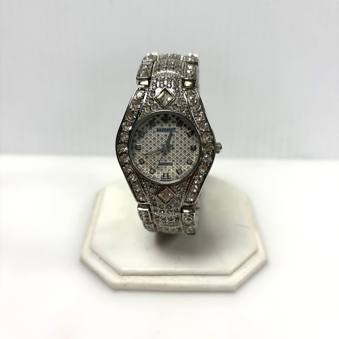m924 Vintage Bazzato Quartz Cocktail Dress Women's Wrist Watch  "iced out" Style