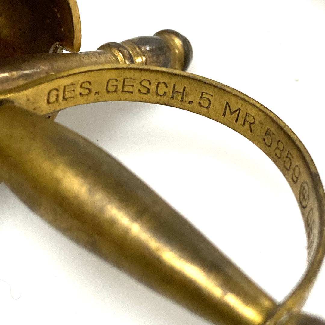m929 Vintage German Miniature Sword Letter Opener Detailed Brass Guard and Grip