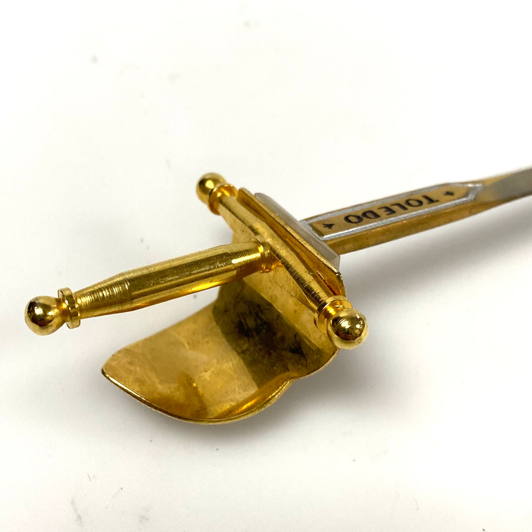 m930 Vintage Spanish Toledo Miniature Sword Letter Opener Ornate Gold-tone