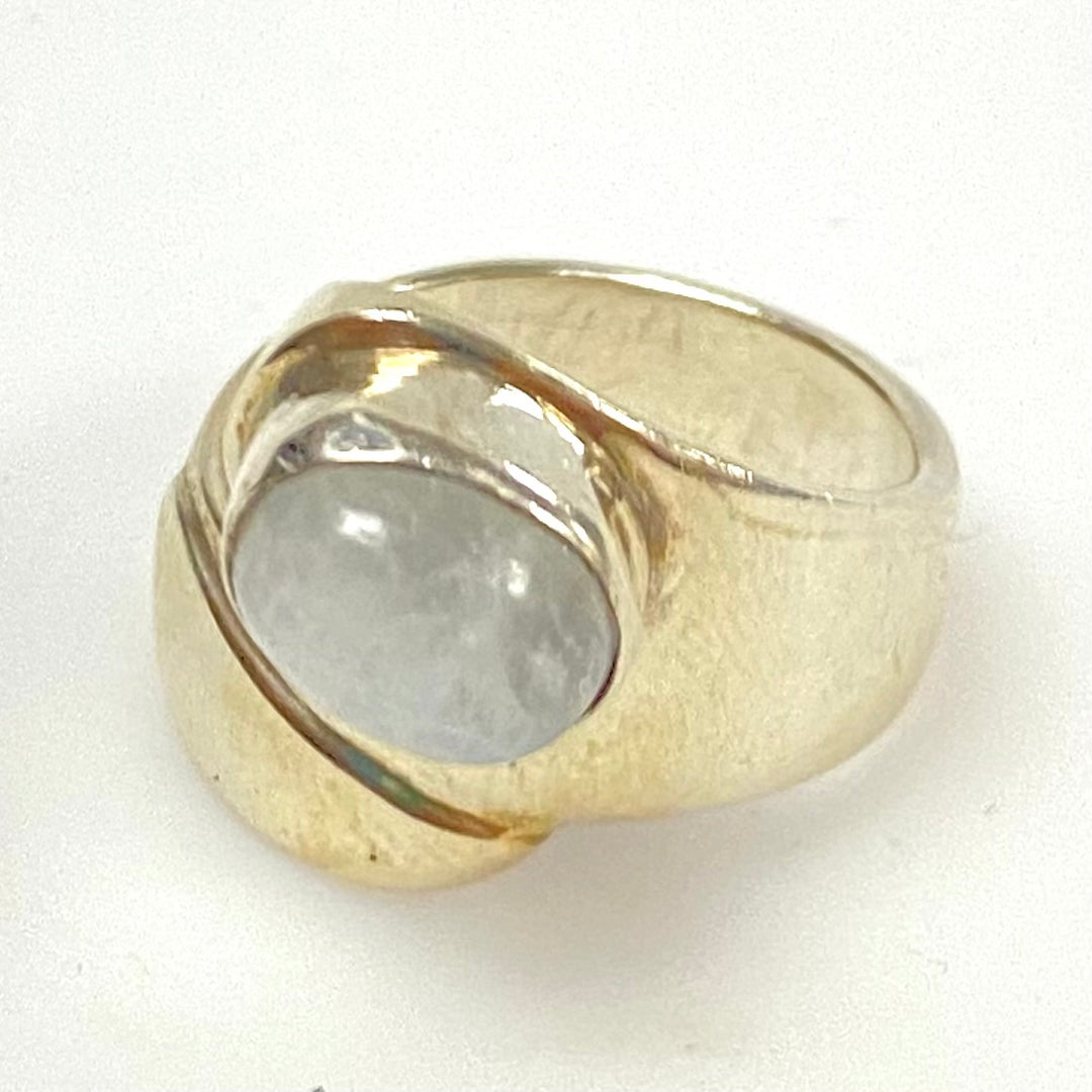 m933 Vintage Sterling Silver Rainbow Moonstone Bypass Wrap Ring Size 8