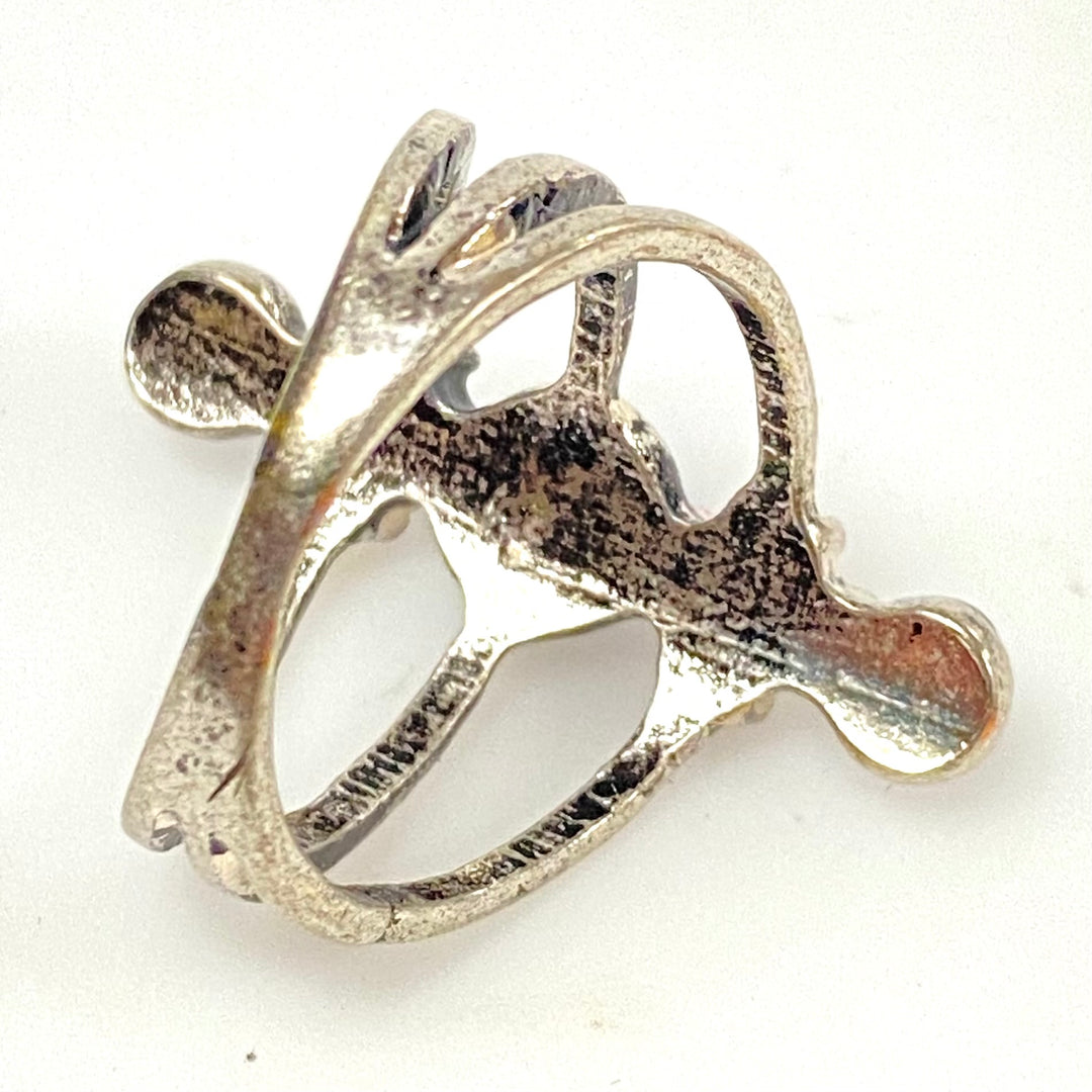 m935 Vintage Sterling Silver Vertical Multi-stone Split-Cage Ring Size 9.5