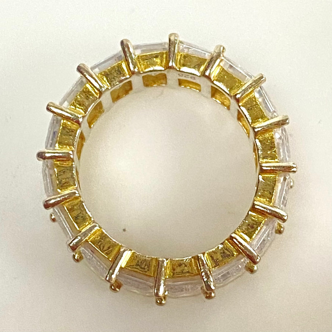 m937 Vintage Gold Vermeil Sterling Silver Full Eternity Cubic Zirconia Band Ring 5.5