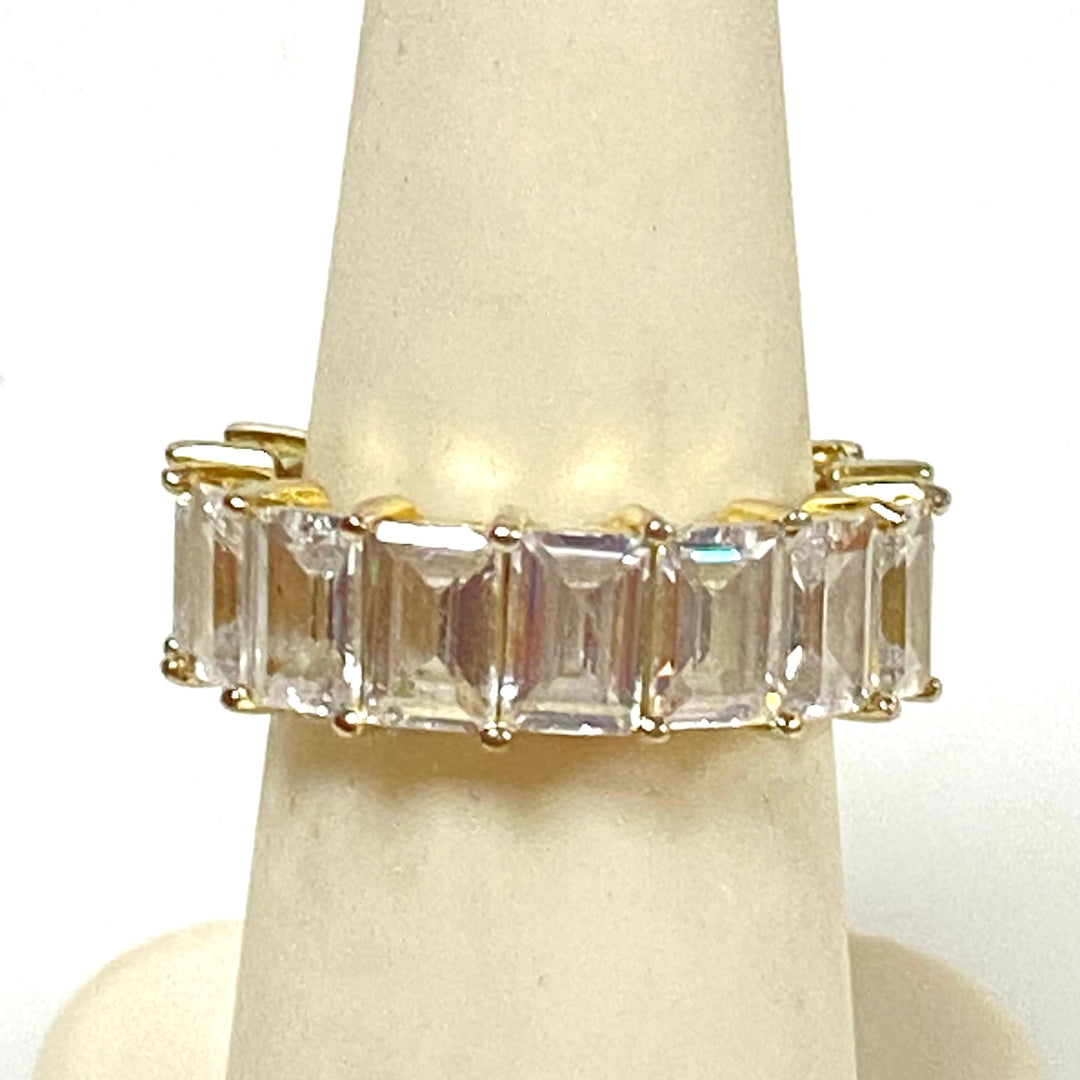 m937 Vintage Gold Vermeil Sterling Silver Full Eternity Cubic Zirconia Band Ring 5.5
