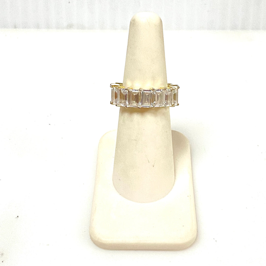 m937 Vintage Gold Vermeil Sterling Silver Full Eternity Cubic Zirconia Band Ring 5.5