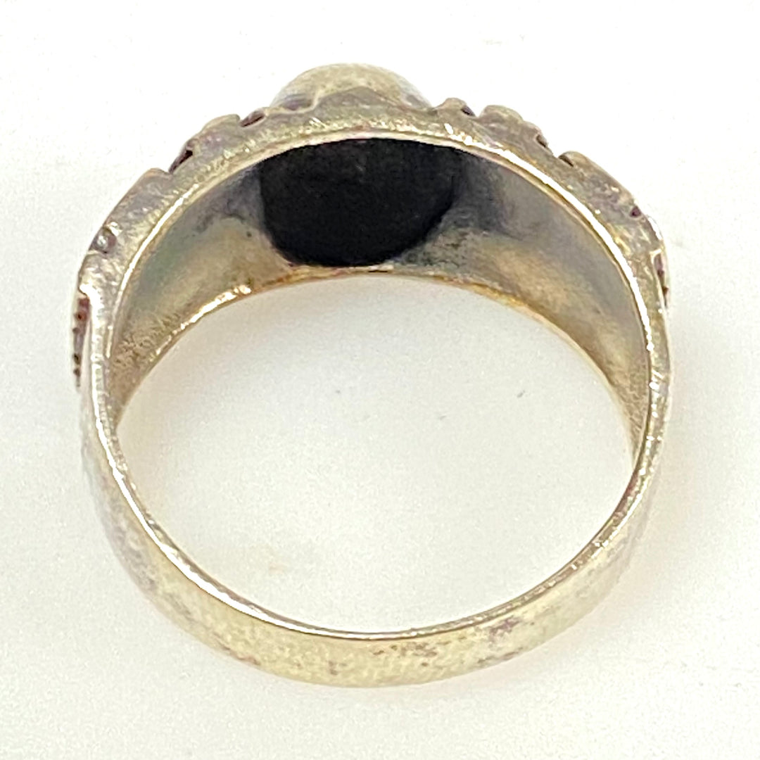 m939 Vintage Sterling Silver Bali-style Cigar Oxidized Band Ring Size 8.5