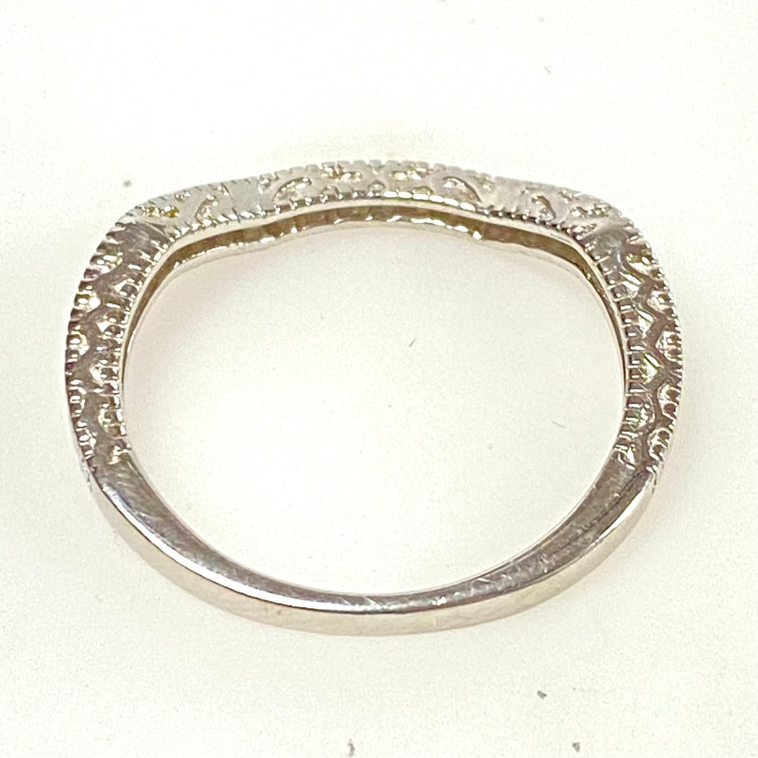 m941 Vintage Sterling Curved Chevron Filigree Nesting Ring Multiple Stones Sz 7